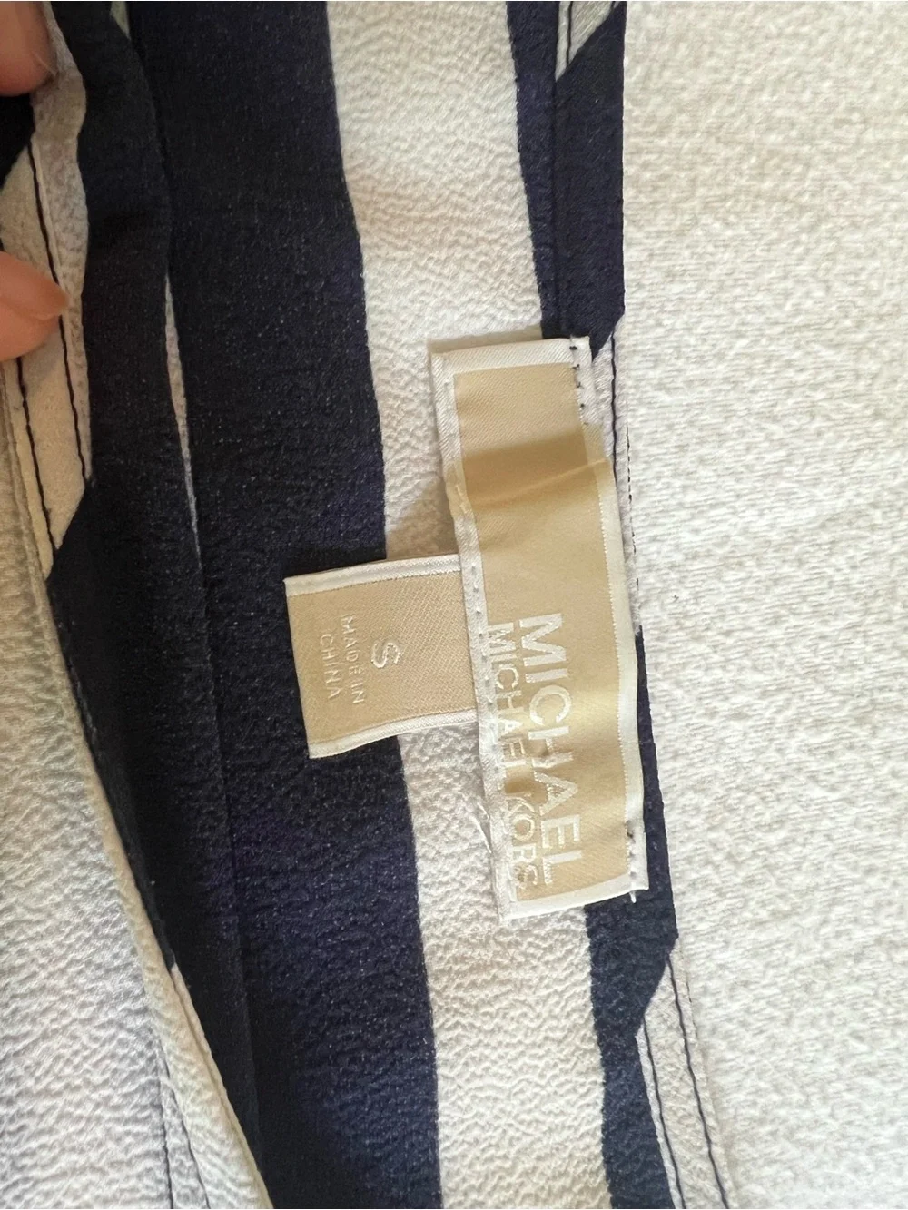 Michael Kors Striped Navy and White Tie-Side Women’s Top